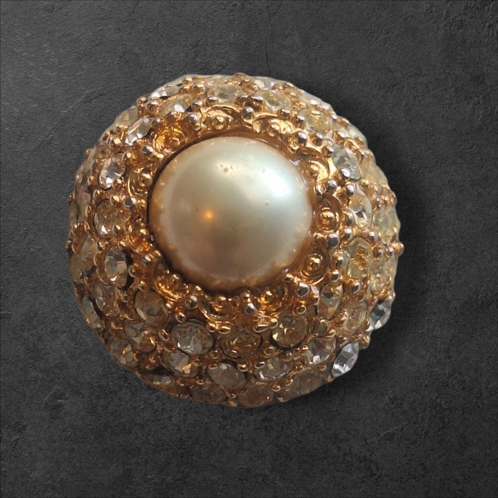 Vintage Gold and Pearl Statement Brooch - BROKEN BACK